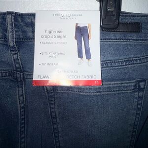 Women's Social Standard High-Rise Crop Straight Stretch Jeans Size 14